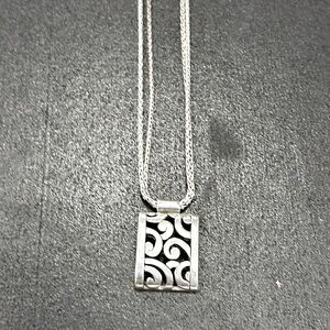 Brighton silver 16-18.5 inch adjustable necklace w/ 1 inch pendant.